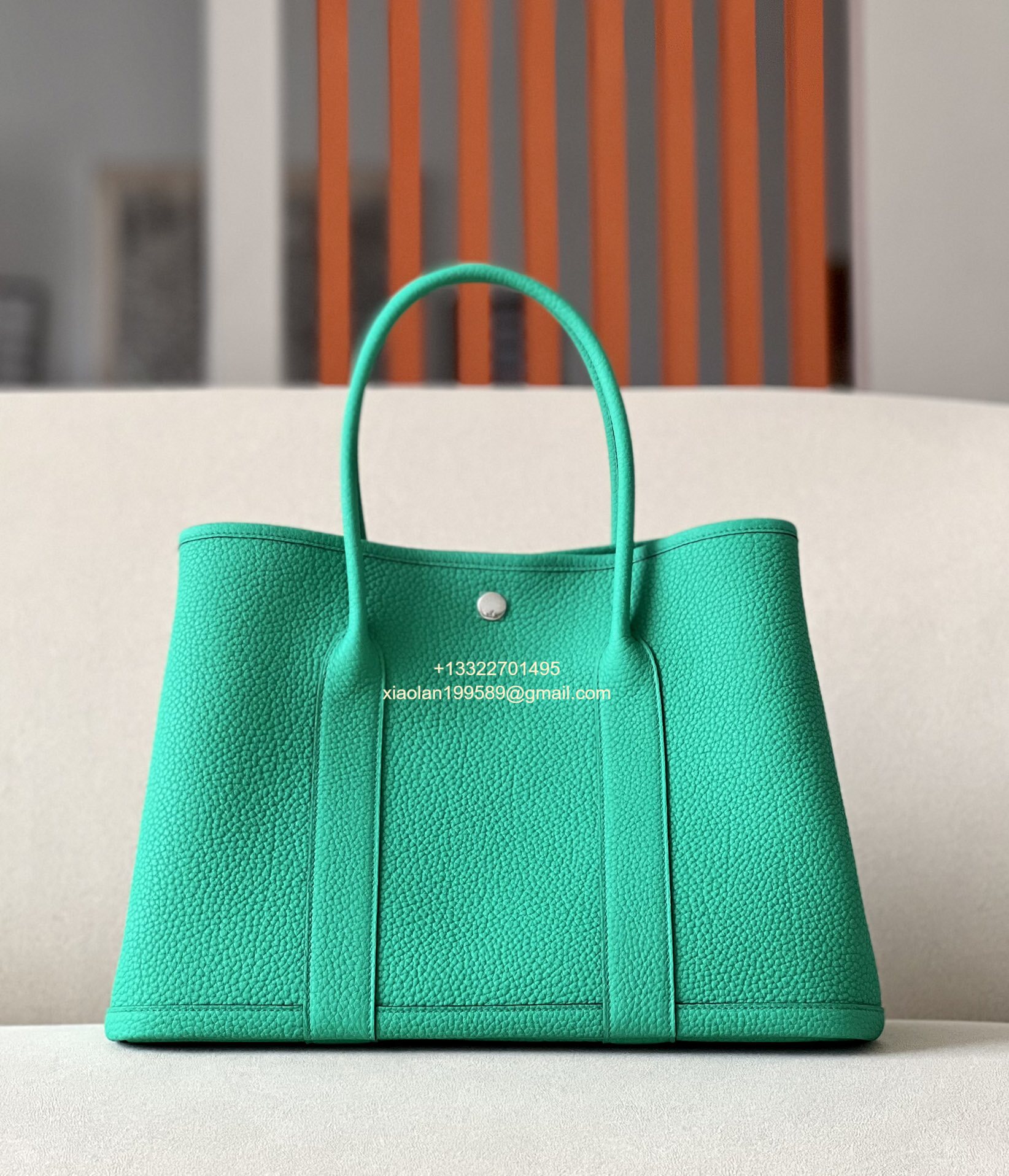 Hermès Garden Party 30/36 Bag in Negonda Calfskin, Color: Peacock Green. - Jinteng Luxury Collection bags