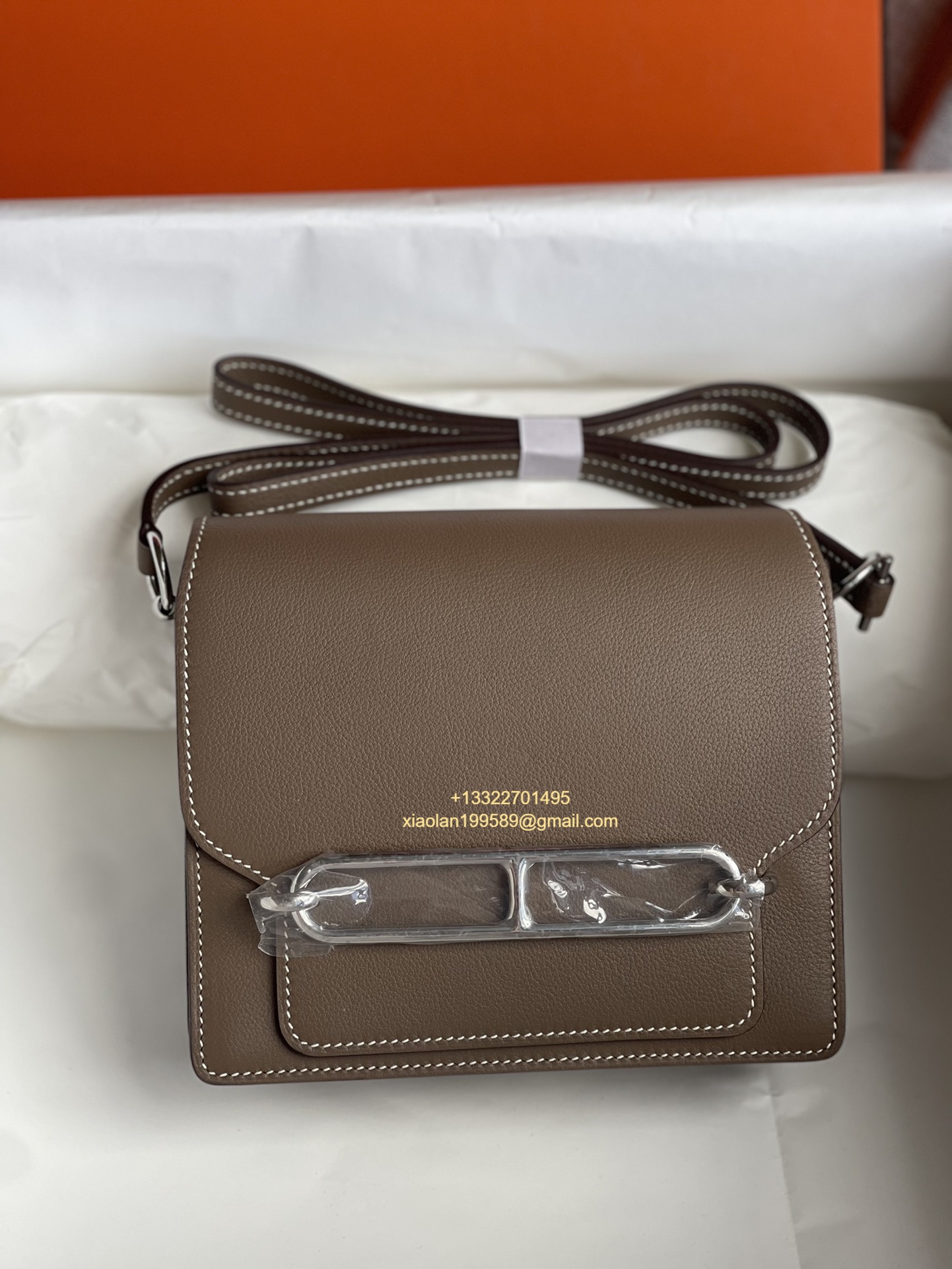 Hermès Roulis 18/23 Shoulder Bag in Evercolor Leather, Hand-stitched with Beeswax Thread. Color: Elephant Grey. - Jinteng Luxury Collection bags