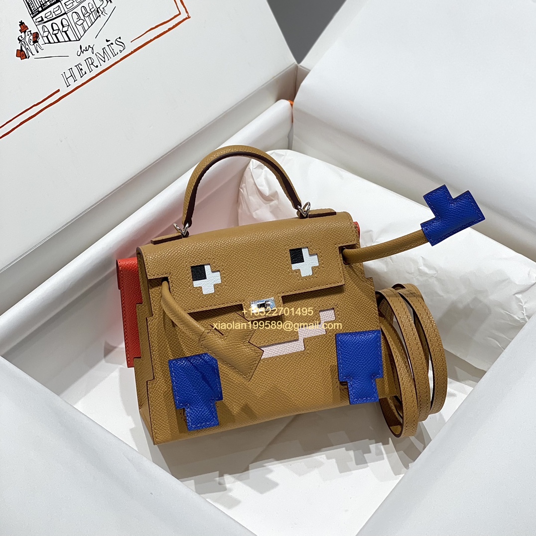 Hermès Kelly Doll Quelle Idole Picto Bag, Limited Edition in Milk Tea. - Jinteng Luxury Collection bags