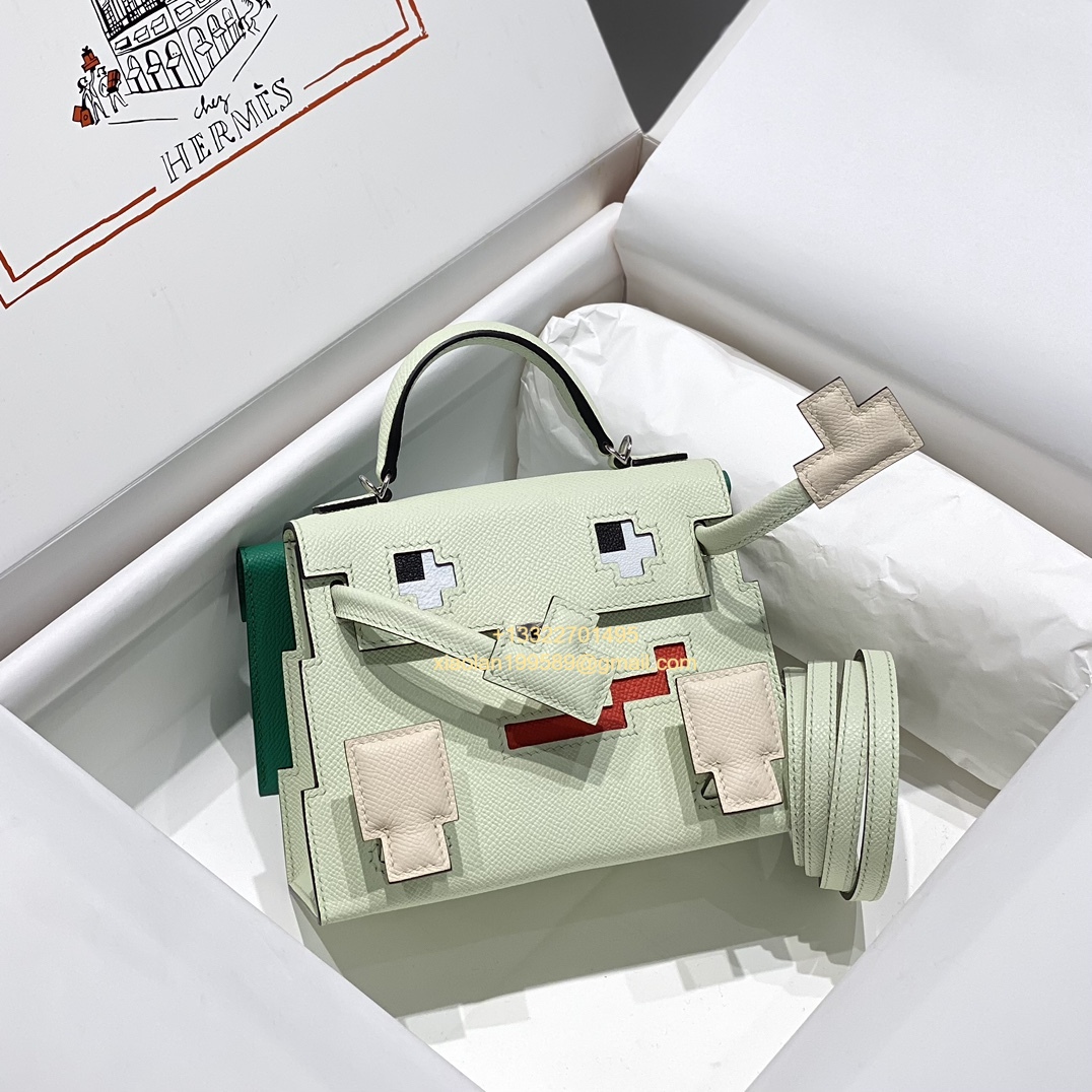 Hermès Kelly Doll Quelle Idole Picto Bag, Limited Edition in Bubble Green. - Jinteng Luxury Collection bags
