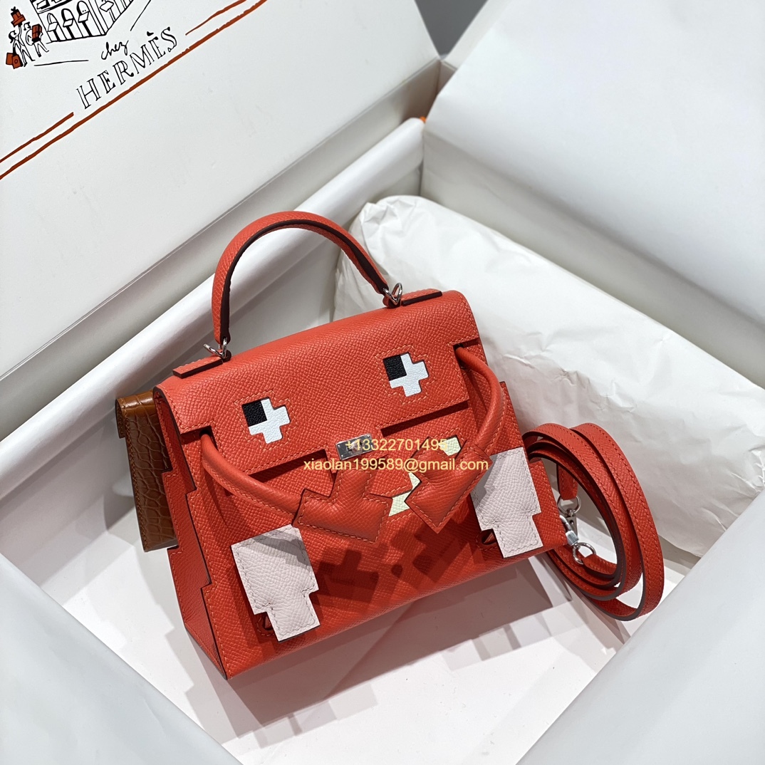 Hermès Kelly Doll Quelle Idole Picto Bag, Limited Edition in Texas Pink. - Jinteng Luxury Collection bags