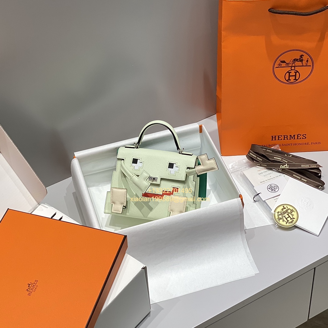 Hermès Kelly Doll Quelle Idole Picto Bag, Limited Edition in Bubble Green. - Jinteng Luxury Collection bags