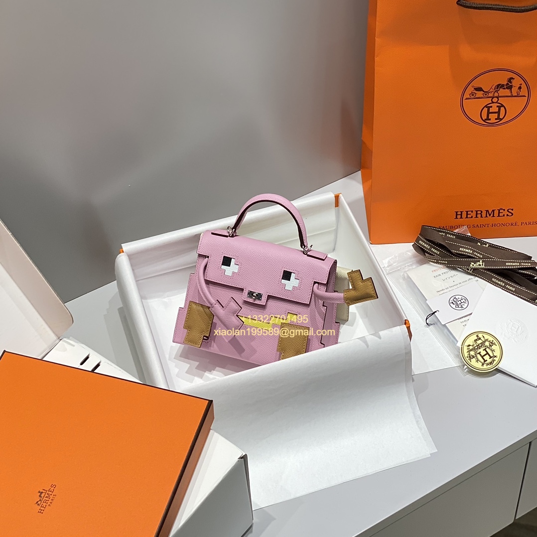 Hermès Kelly Doll Quelle Idole Picto Bag, Limited Edition in Mauve Sylvestre. - Jinteng Luxury Collection bags