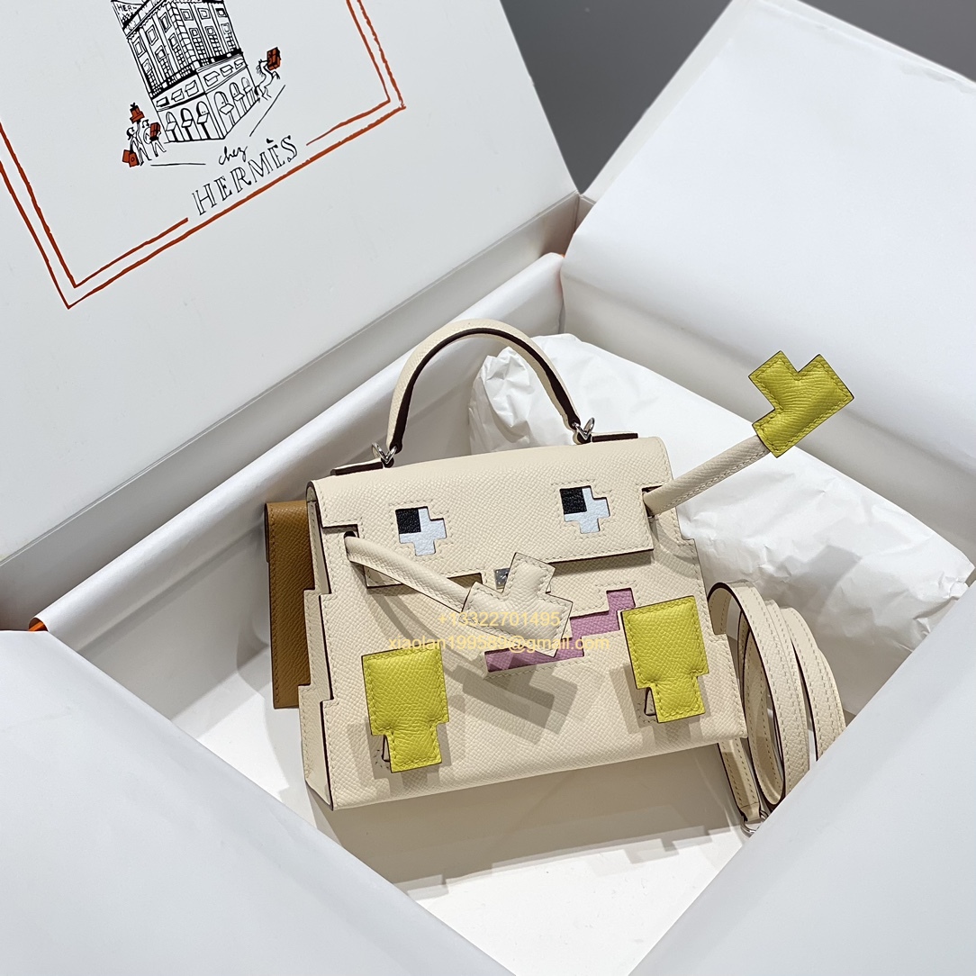 Hermès Kelly Doll Quelle Idole Picto Bag, Limited Edition in Creamy White. - Jinteng Luxury Collection bags