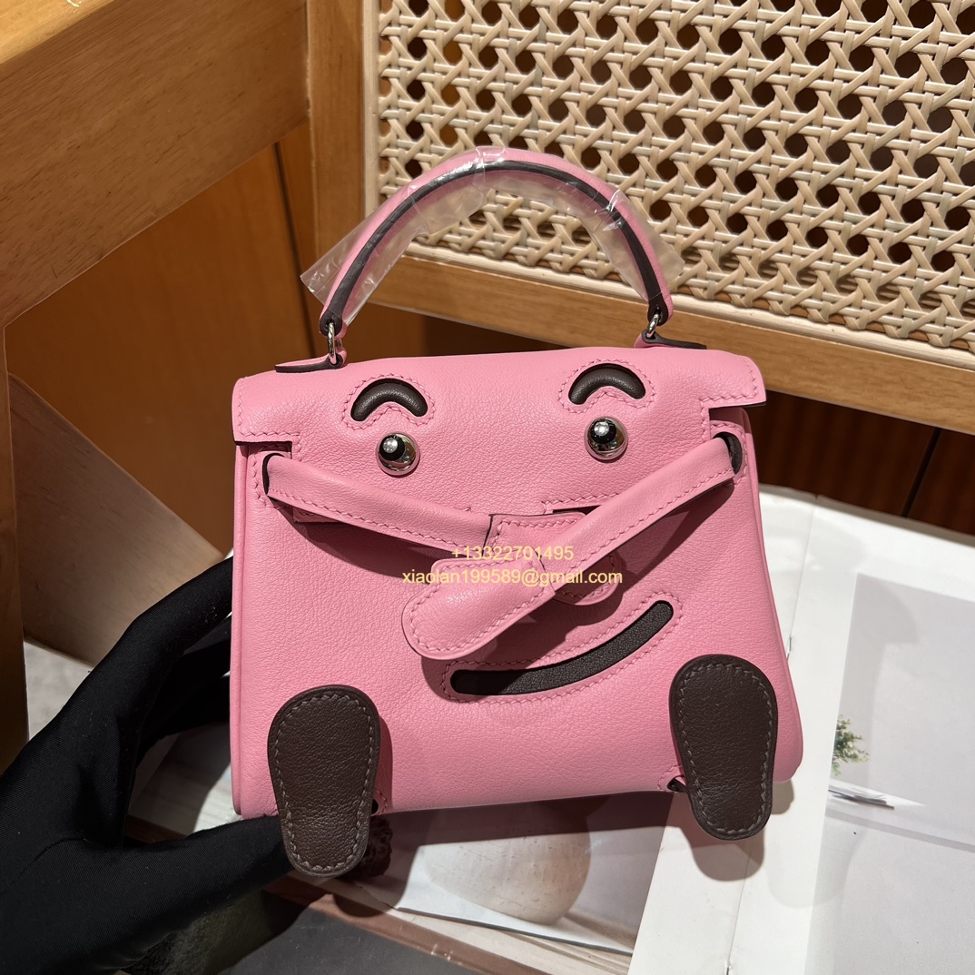 Hermès Kelly Doll Quelle Idole Picto Bag, Limited Edition in 3Q Pink, crafted from Swift Leather. - Jinteng Luxury Collection bags