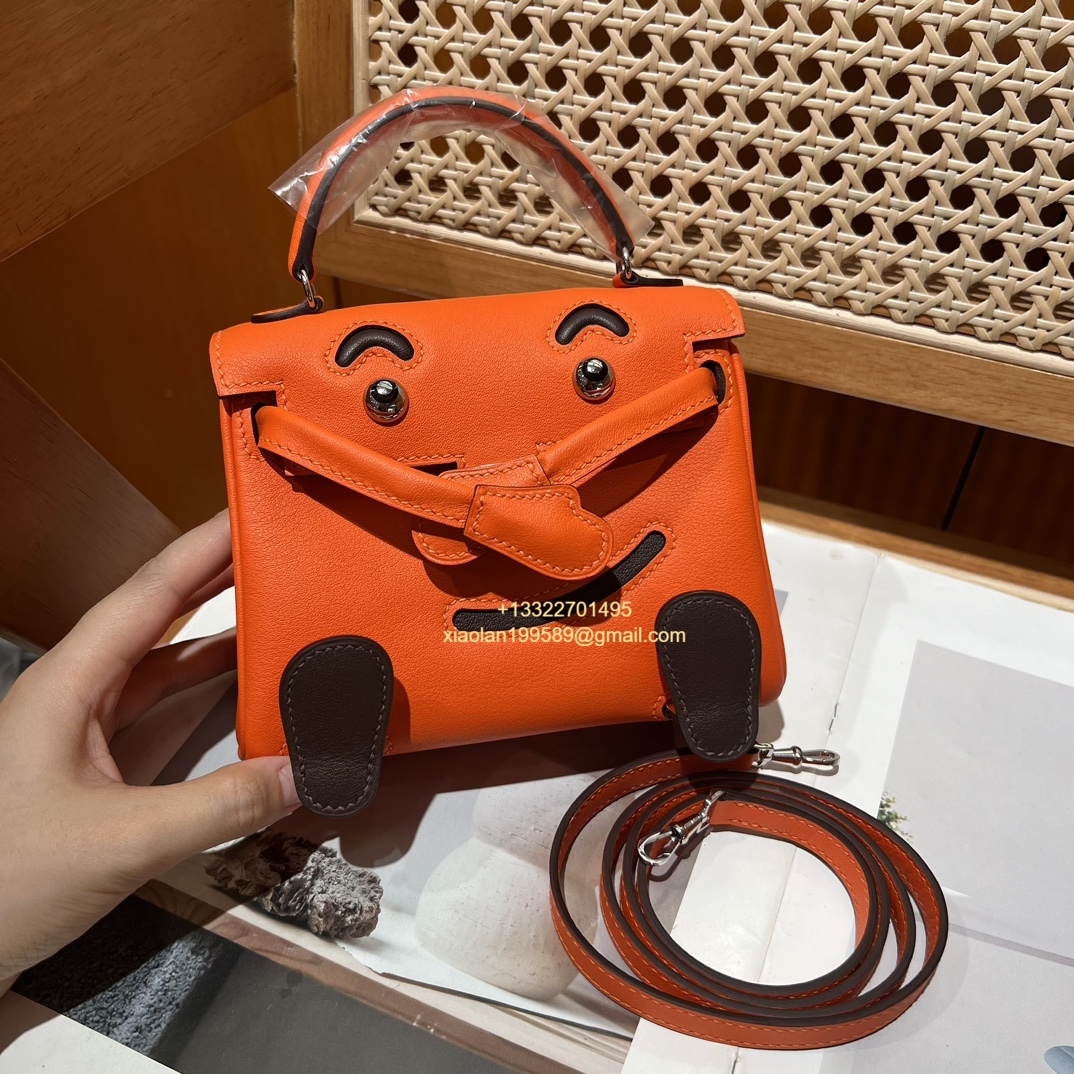 Hermès Kelly Doll Quelle Idole Picto Bag, Limited Edition in Orange, crafted from Swift Leather. - Jinteng Luxury Collection bags
