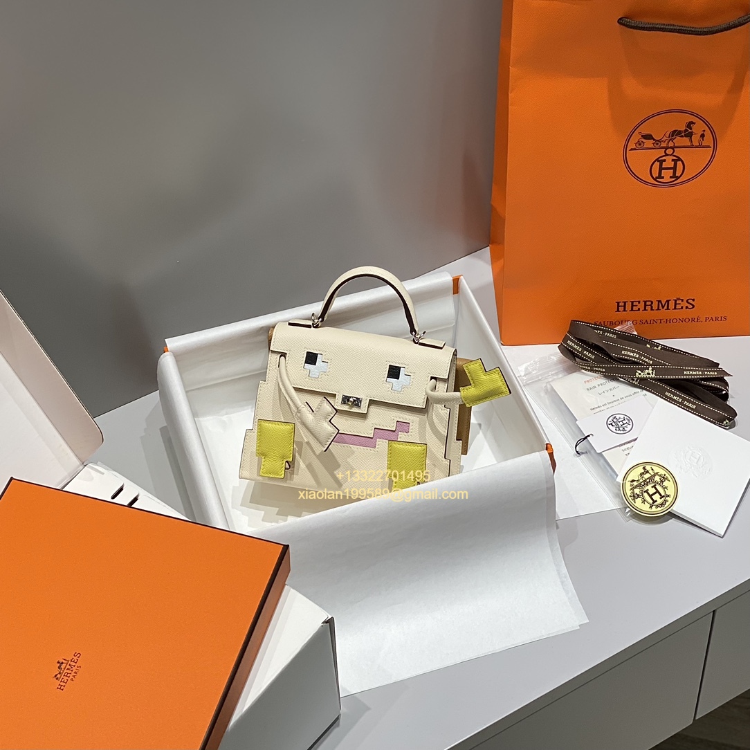 Hermès Kelly Doll Quelle Idole Picto Bag, Limited Edition in Creamy White. - Jinteng Luxury Collection bags