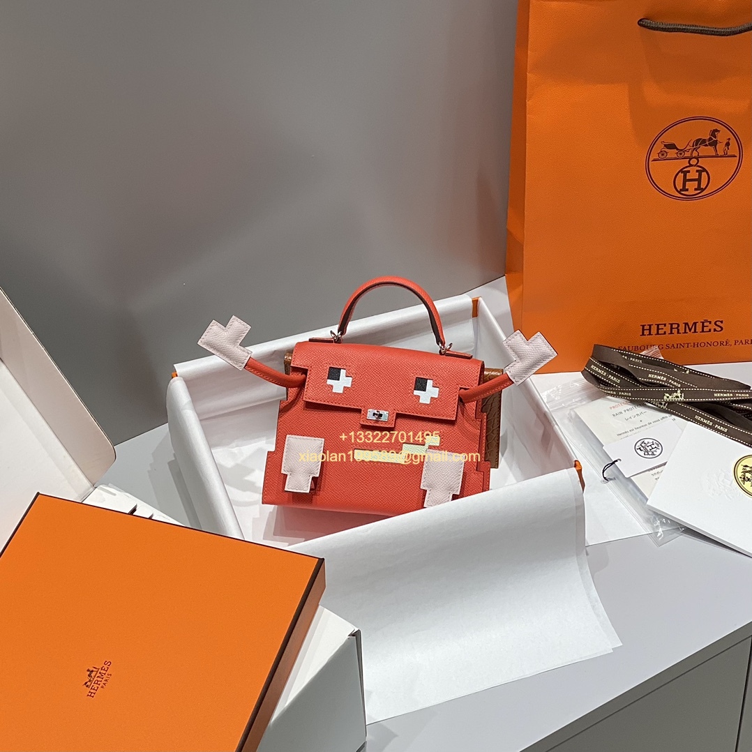 Hermès Kelly Doll Quelle Idole Picto Bag, Limited Edition in Texas Pink. - Jinteng Luxury Collection bags