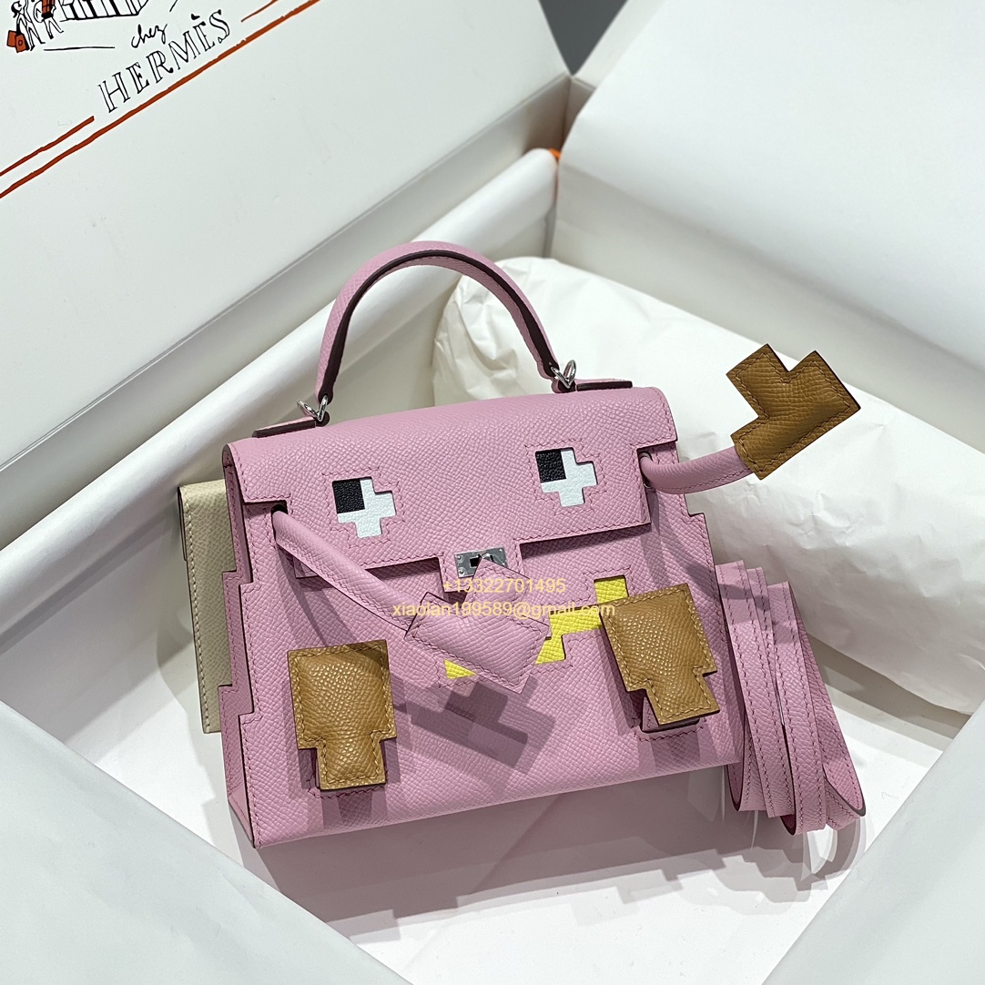 Hermès Kelly Doll Quelle Idole Picto Bag, Limited Edition in Mauve Sylvestre. - Jinteng Luxury Collection bags