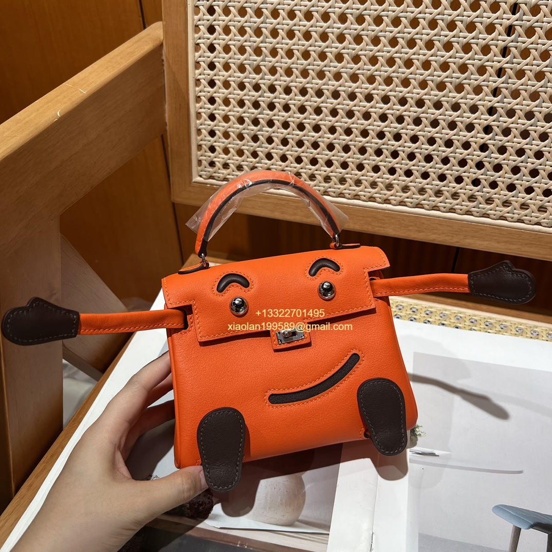 Hermès Kelly Doll Quelle Idole Picto Bag, Limited Edition in Orange, crafted from Swift Leather. - Jinteng Luxury Collection bags