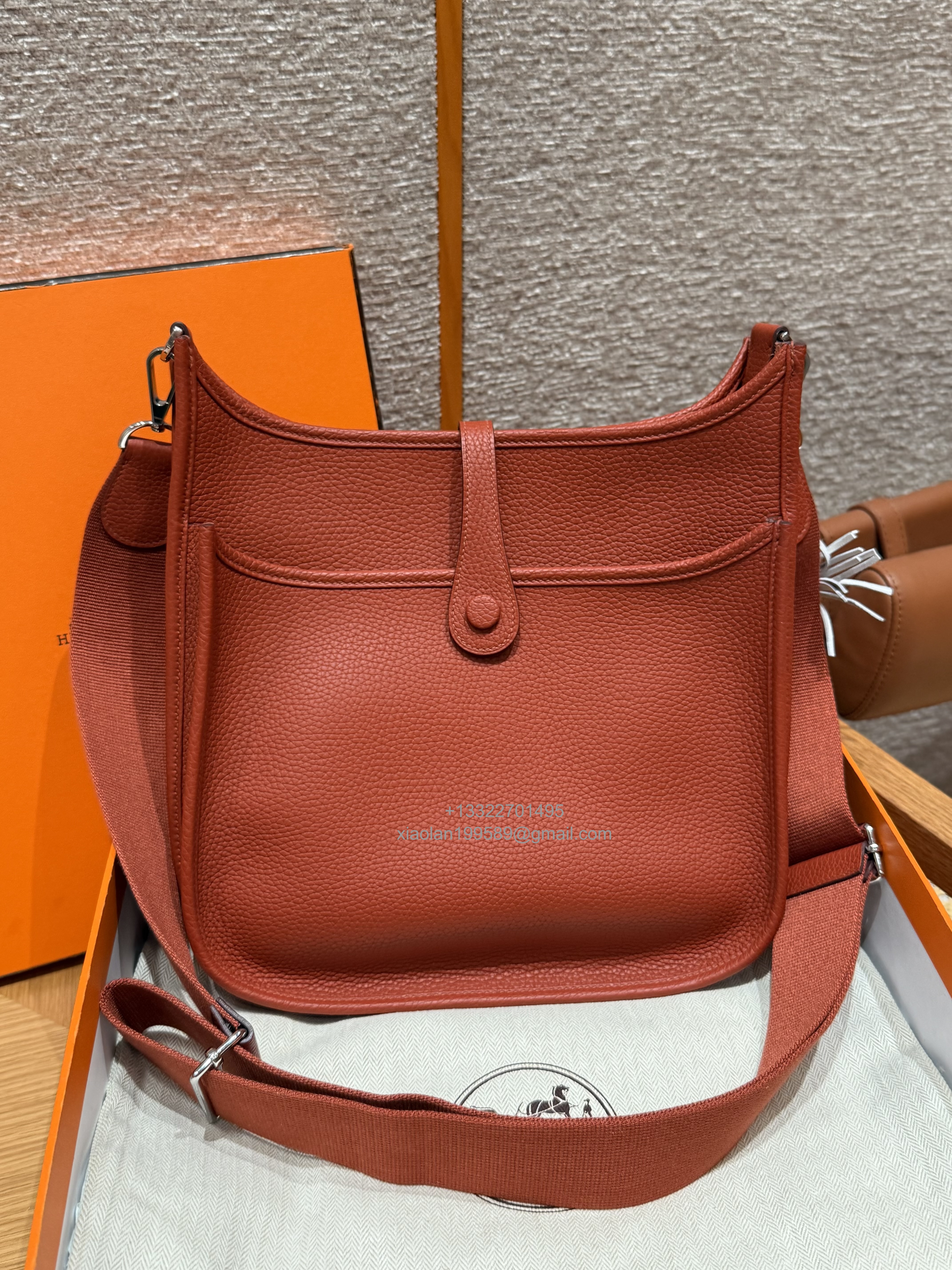 Hermès Evelyne Bag in Clemence Leather, Premium Handcrafted Customization – Cuivre. - Jinteng Luxury Collection bags