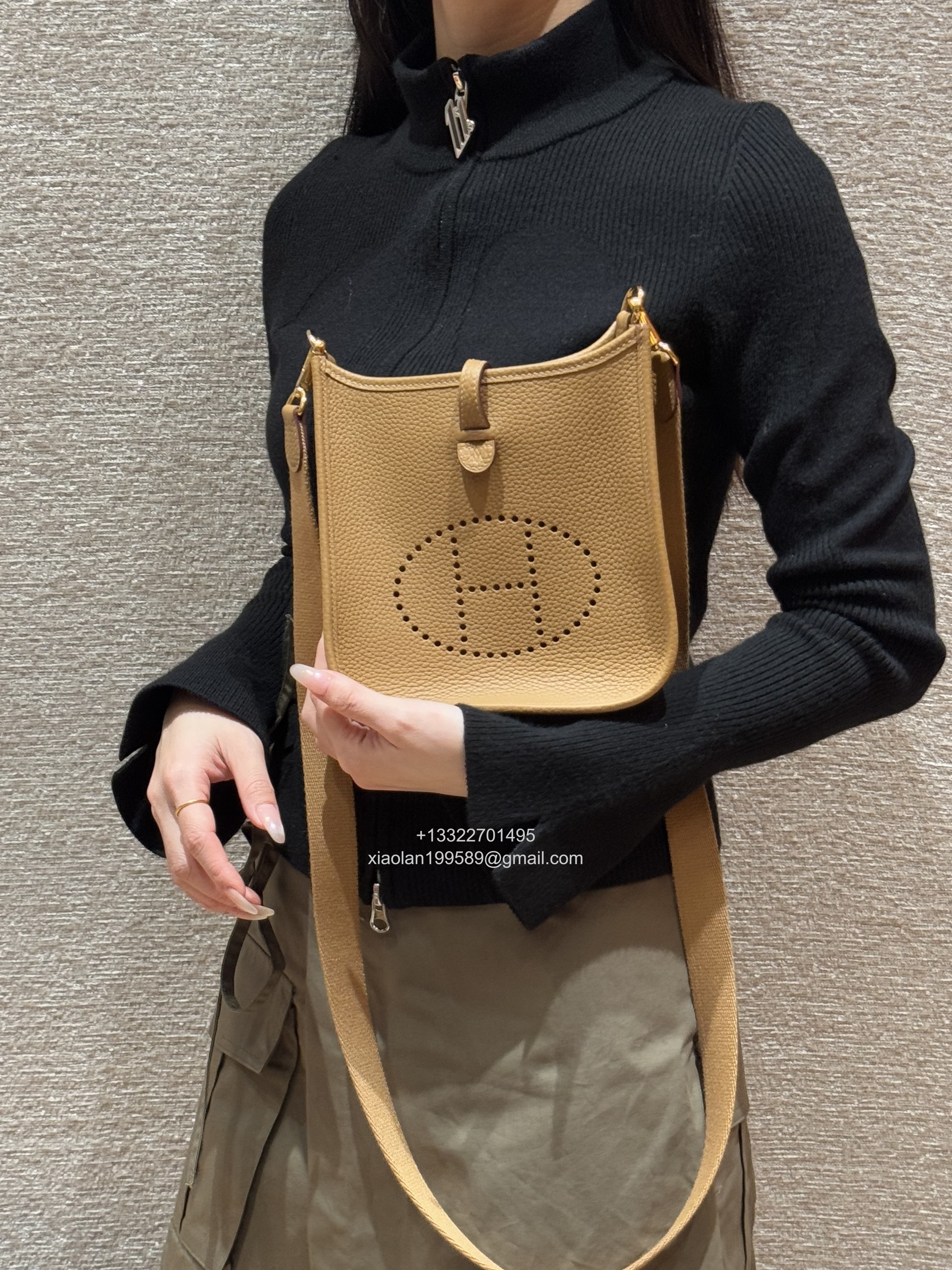 Hermès Evelyne mini Bag in Clemence Leather, Premium Handcrafted Customization-Vert vertigo - Jinteng Luxury Collection bags