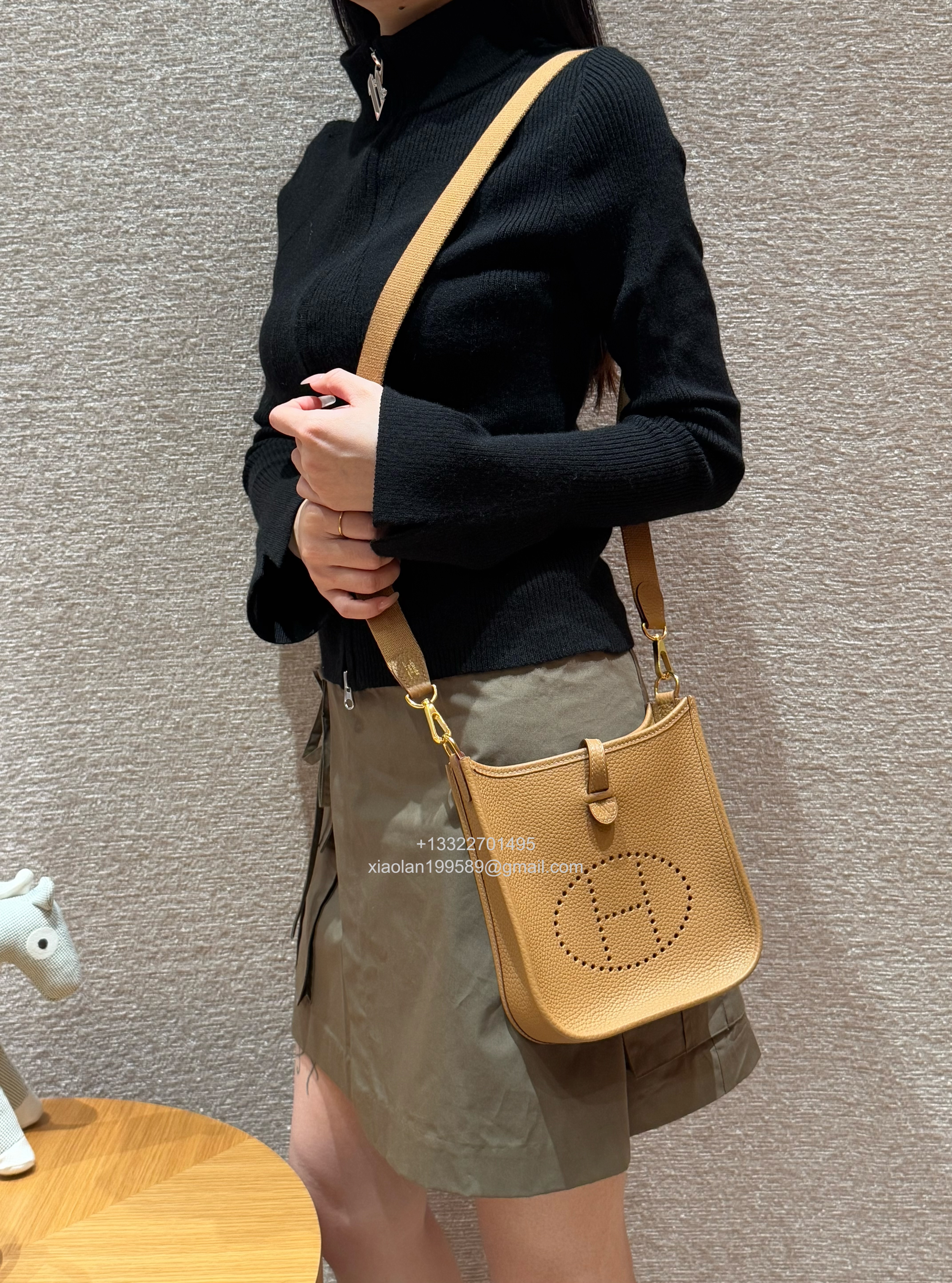 Hermès Evelyne mini Bag in Clemence Leather, Premium Handcrafted Customization-Blue agate - Jinteng Luxury Collection bags