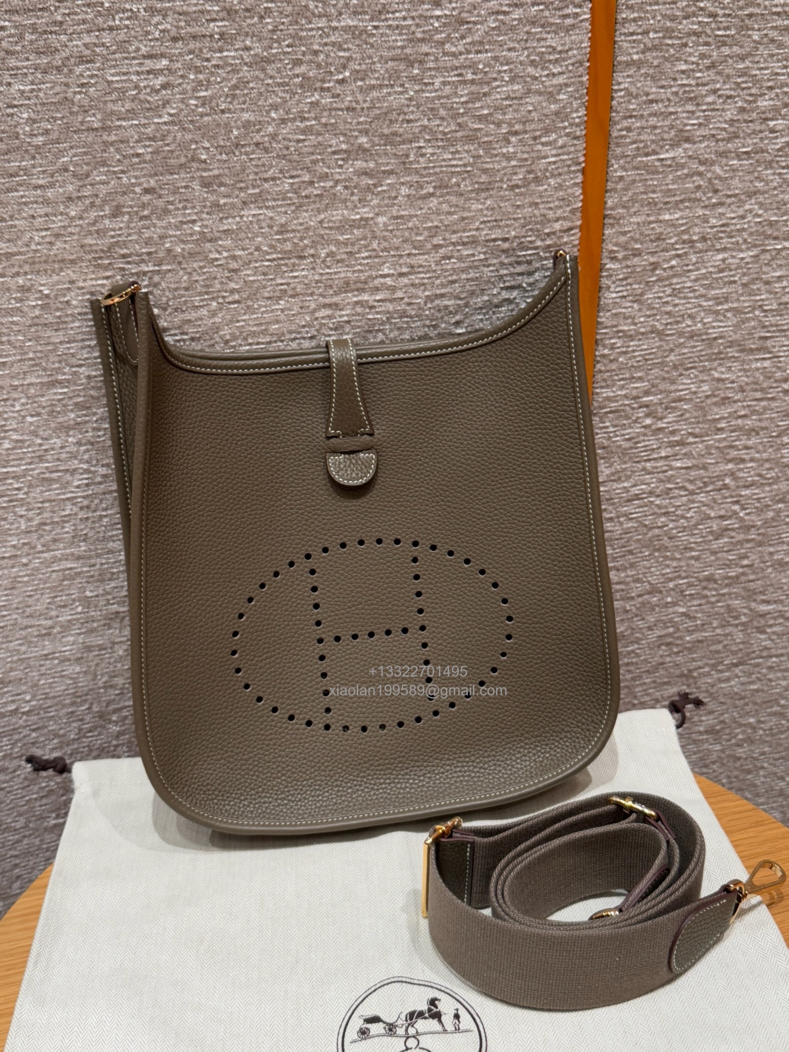 Hermès Evelyne Bag in Clemence Leather, Premium Handcrafted Customization – Etoupe. - Jinteng Luxury Collection bags