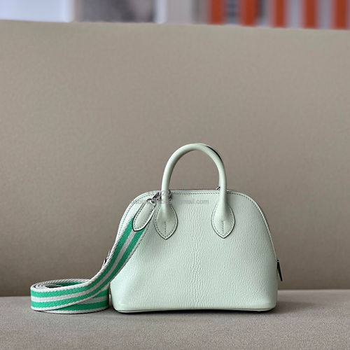 Hermès Bolide 19cm Bag in French Imported Lambskin, Fully Handmade, Bubble Green - Jinteng Luxury Collection bags
