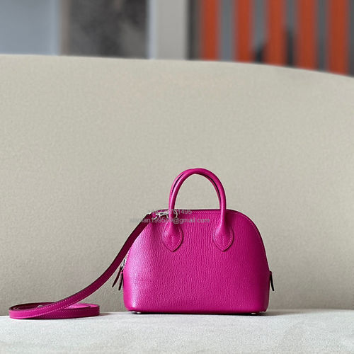 Hermès Bolide 19cm Bag in French Imported Lambskin, Fully Handmade, Rose Purple - Jinteng Luxury Collection bags