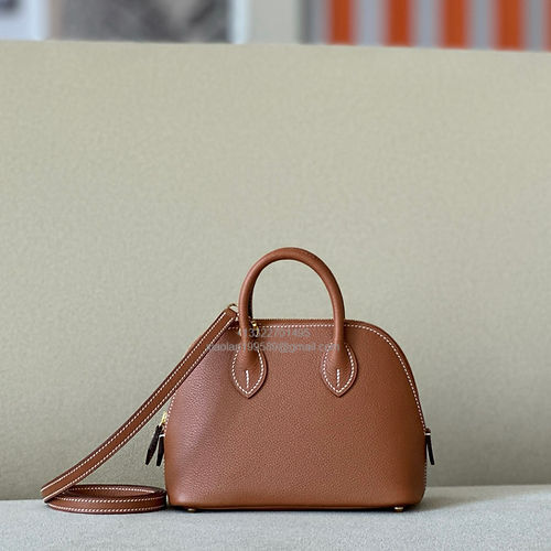 Hermès Bolide 19cm in Evercolor Leather, Fully Handmade, Color: Gold Brown - Jinteng Luxury Collection bags