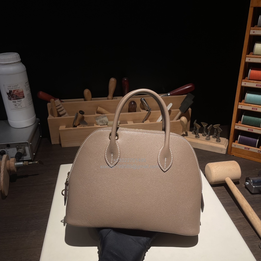 Hermès Bolide 25/27/31CM in epsom Leather, Fully Handmade, Color:Elephant Grey - Jinteng Luxury Collection bags