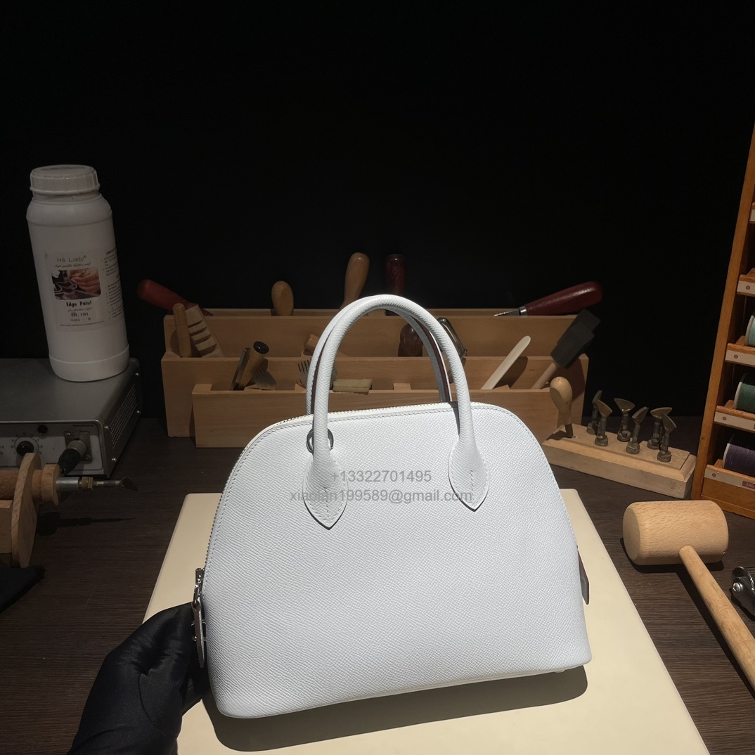 Hermès Bolide 25/27/31CM in epsom Leather, Fully Handmade, Color:Haze Blue - Jinteng Luxury Collection bags