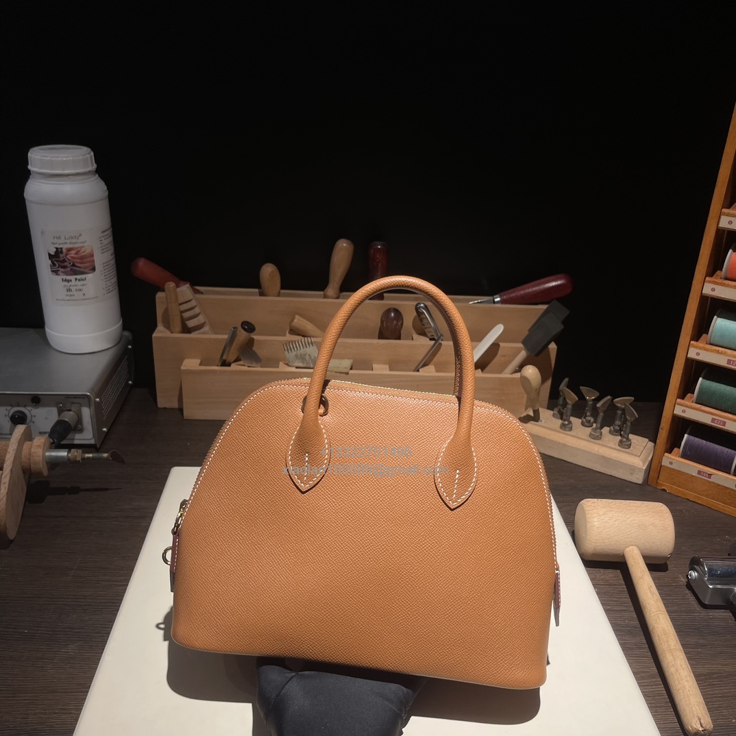 Hermès Bolide 25/27/31CM in Epsom Leather, Fully Handmade, Color:Gold Brown - Jinteng Luxury Collection bags