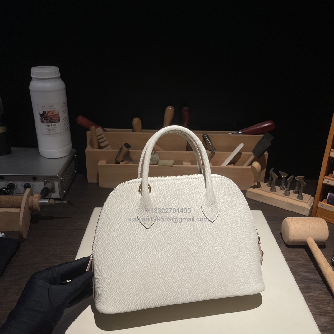 Hermès Bolide 25/27/31CM in epsom Leather, Fully Handmade, Color:Milkshake White - Jinteng Luxury Collection bags