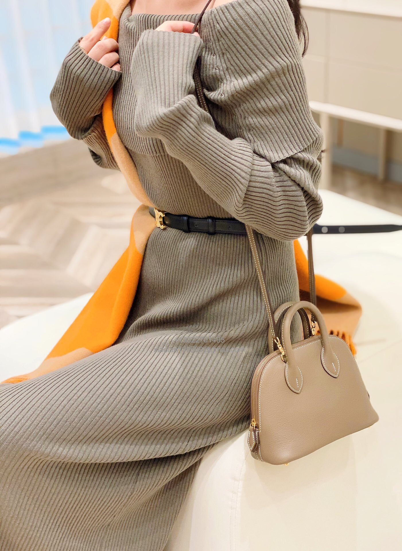 Hermès Bolide 25/27/31CM in epsom Leather, Fully Handmade, Color:Haze Blue - Jinteng Luxury Collection bags