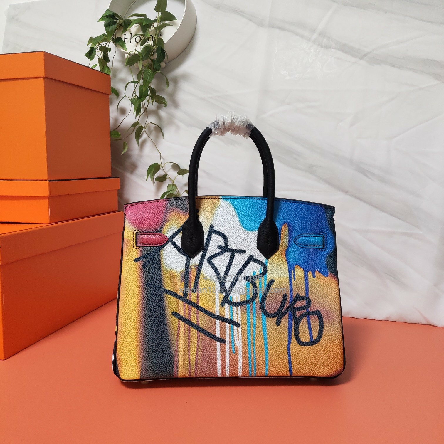 Hermès Birkin 25/30/35cm VIP Private Custom Handcrafted Bag in Togo Leather with Hand-Painted Design. - Jinteng Luxury Collection bags