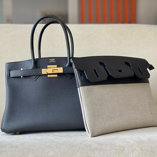 Hermès Birkin 25/30/35cm in Fjord Saddle Leather / Togo Leather / Canvas Color: Black - Jinteng Luxury Collection bags