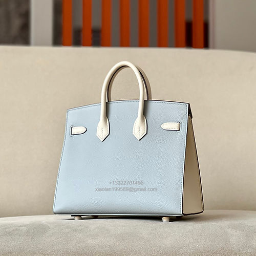 Hermès Birkin 25/30/35cm, handcrafted with imported French Epsom leather – Glacier Blue / Milky White - Jinteng Luxury Collection bags