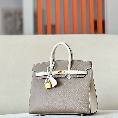Hermès Birkin 25/30/35cm, handcrafted with imported French Epsom leather – Etoupe / Milky White - Jinteng Luxury Collection bags
