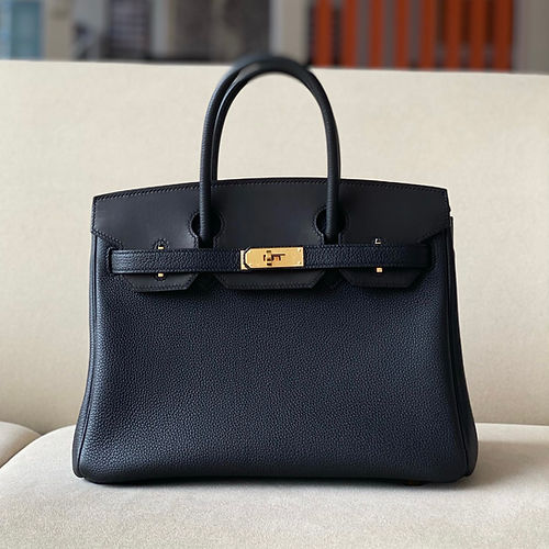 Hermès Birkin 25/30/35cm in Fjord Saddle Leather / Togo Leather / Canvas Color: Black - Jinteng Luxury Collection bags