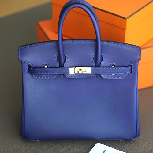 Hermès Birkin 25/30/35cm in Imported Saddle Leather, Handcrafted – Color: Glazed Blue - Jinteng Luxury Collection bags