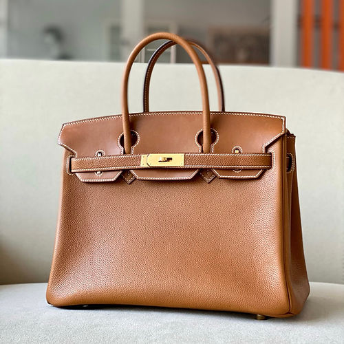 Hermès Birkin 25/30/35cm in Fjord Saddle Leather / Togo Leather / Canvas Color: Gold - Jinteng Luxury Collection bags