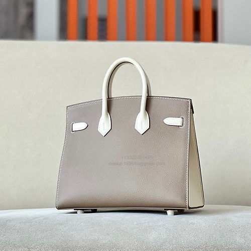 Hermès Birkin 25/30/35cm, handcrafted with imported French Epsom leather – Etoupe / Milky White - Jinteng Luxury Collection bags