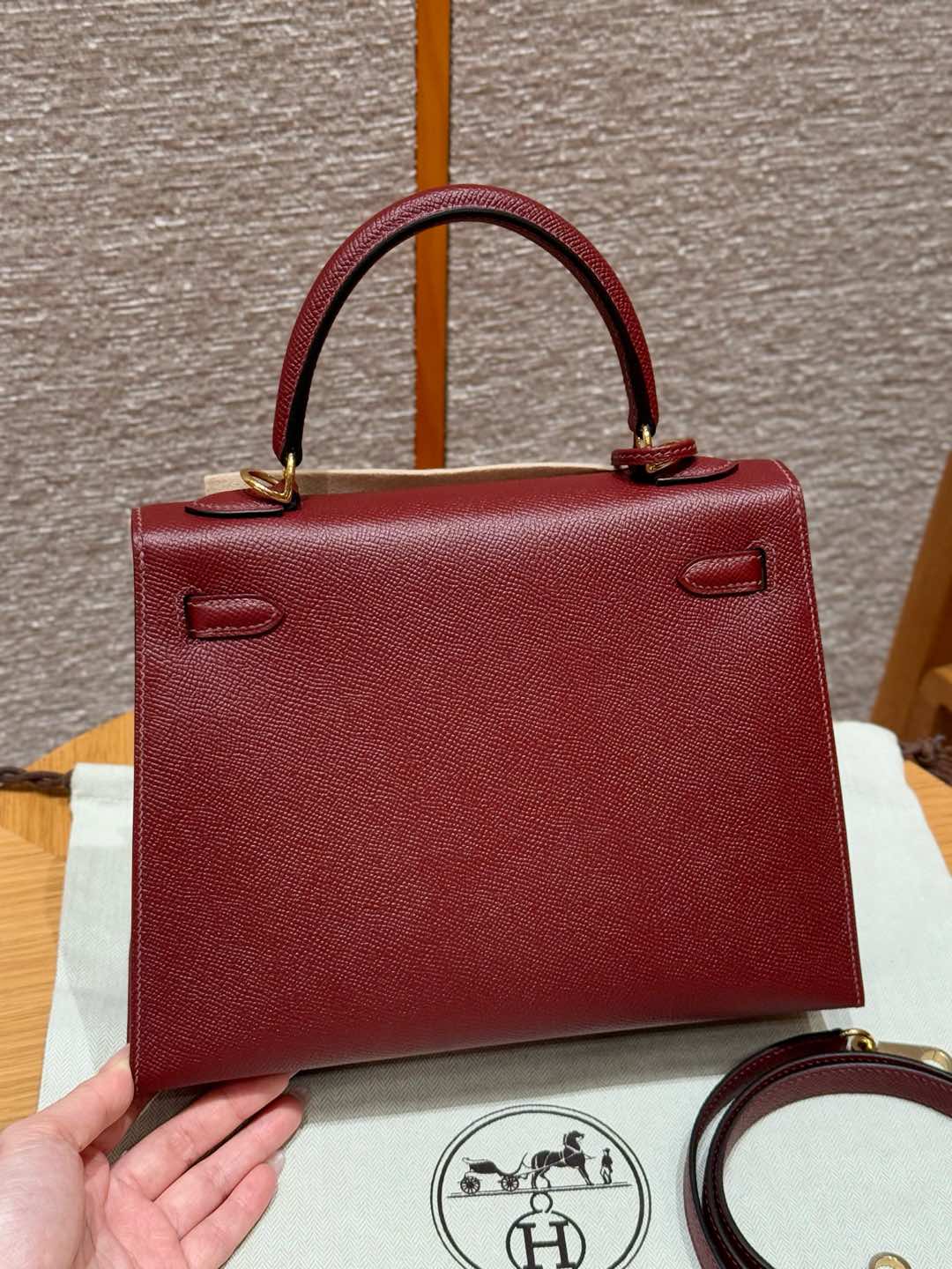 Hermès Kelly Handbag in Hermès Red Epsom Cowhide Leather, Purely Handcrafted, High-End Customization Edition - Jinteng Luxury Collection bags