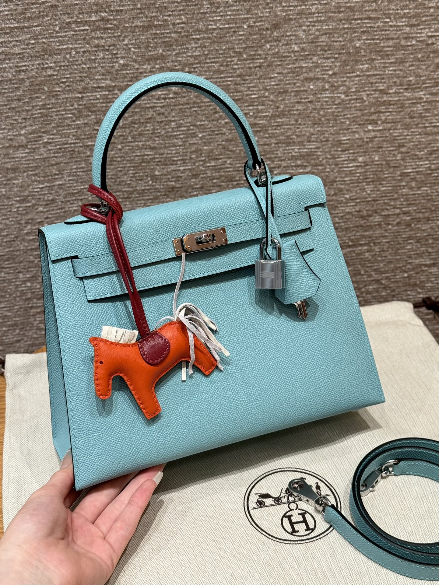 Hermès Kelly Handbag in Blue atoll Epsom Cowhide Leather, Purely Handcrafted, High-End Customization Edition - Jinteng Luxury Collection bags