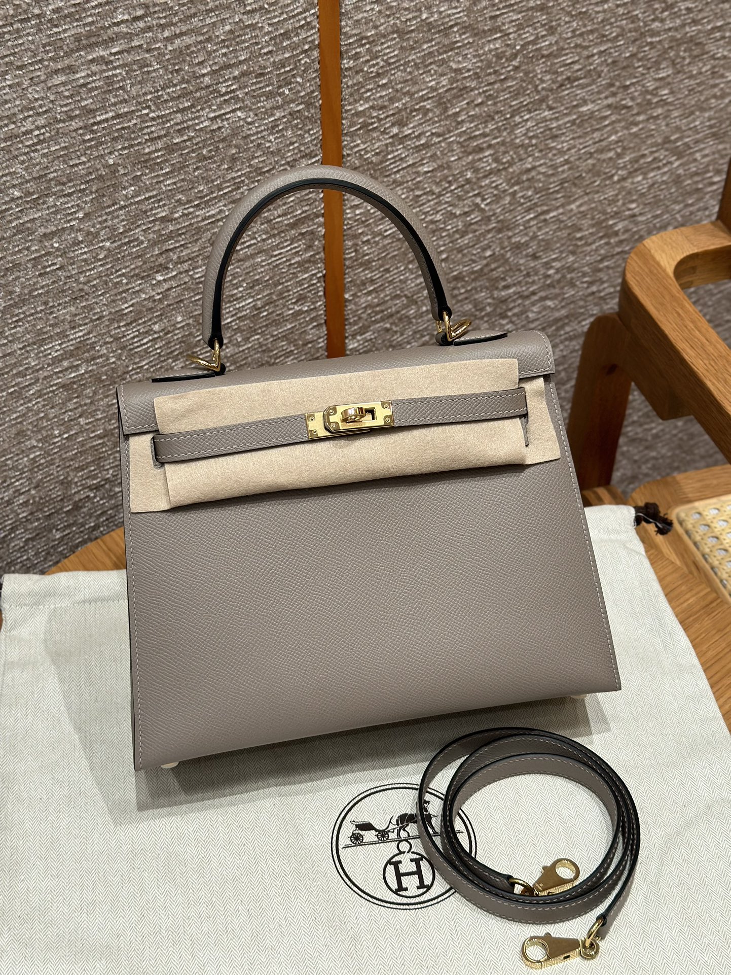 Hermès Kelly Handbag in Asphalt Grey Epsom Cowhide Leather, Purely Handcrafted, High-End Customization Edition - Jinteng Luxury Collection bags
