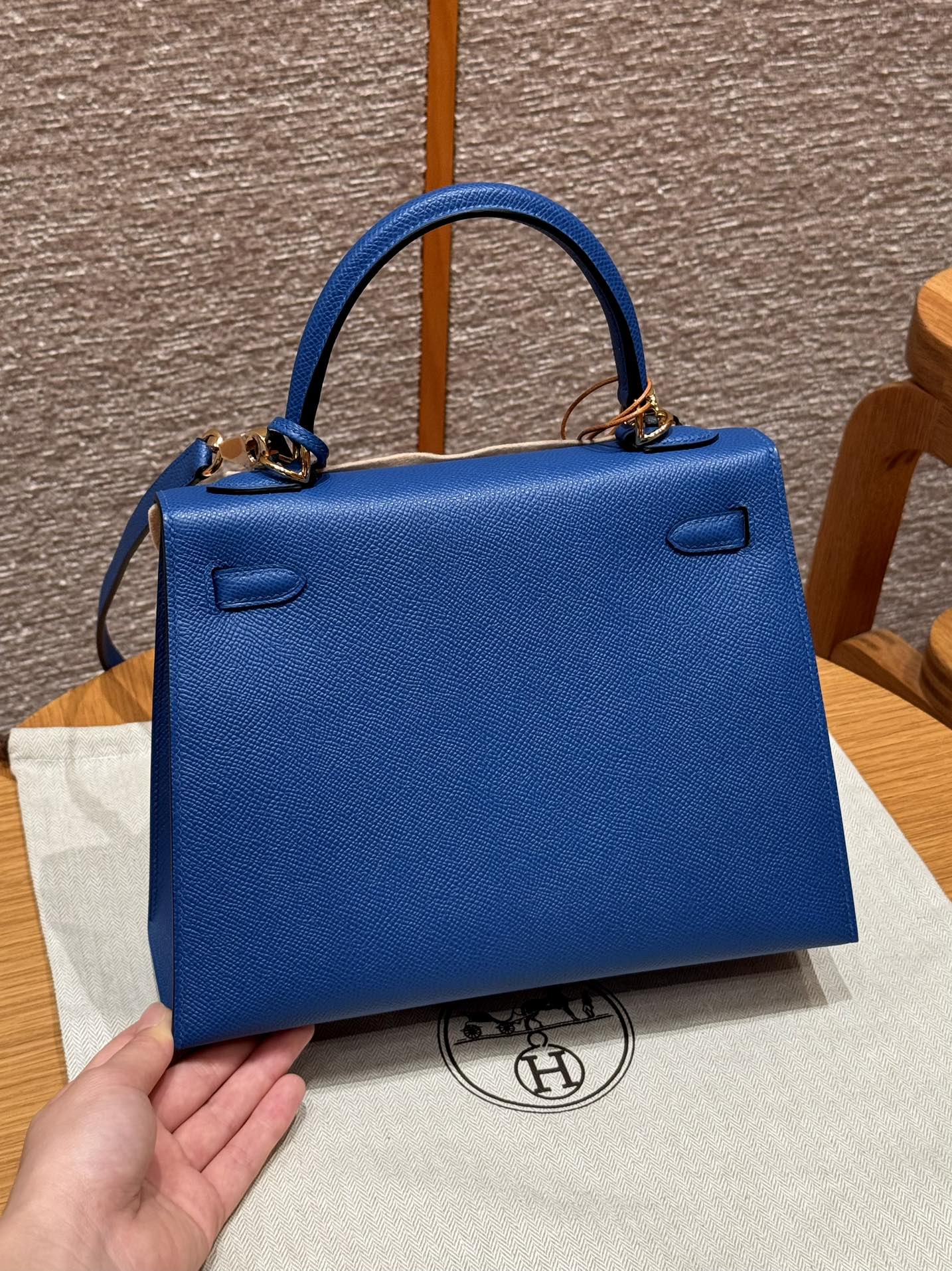 Hermès Kelly Handbag in French Blue Epsom Cowhide Leather, Purely Handcrafted, High-End Customization Edition - Jinteng Luxury Collection bags