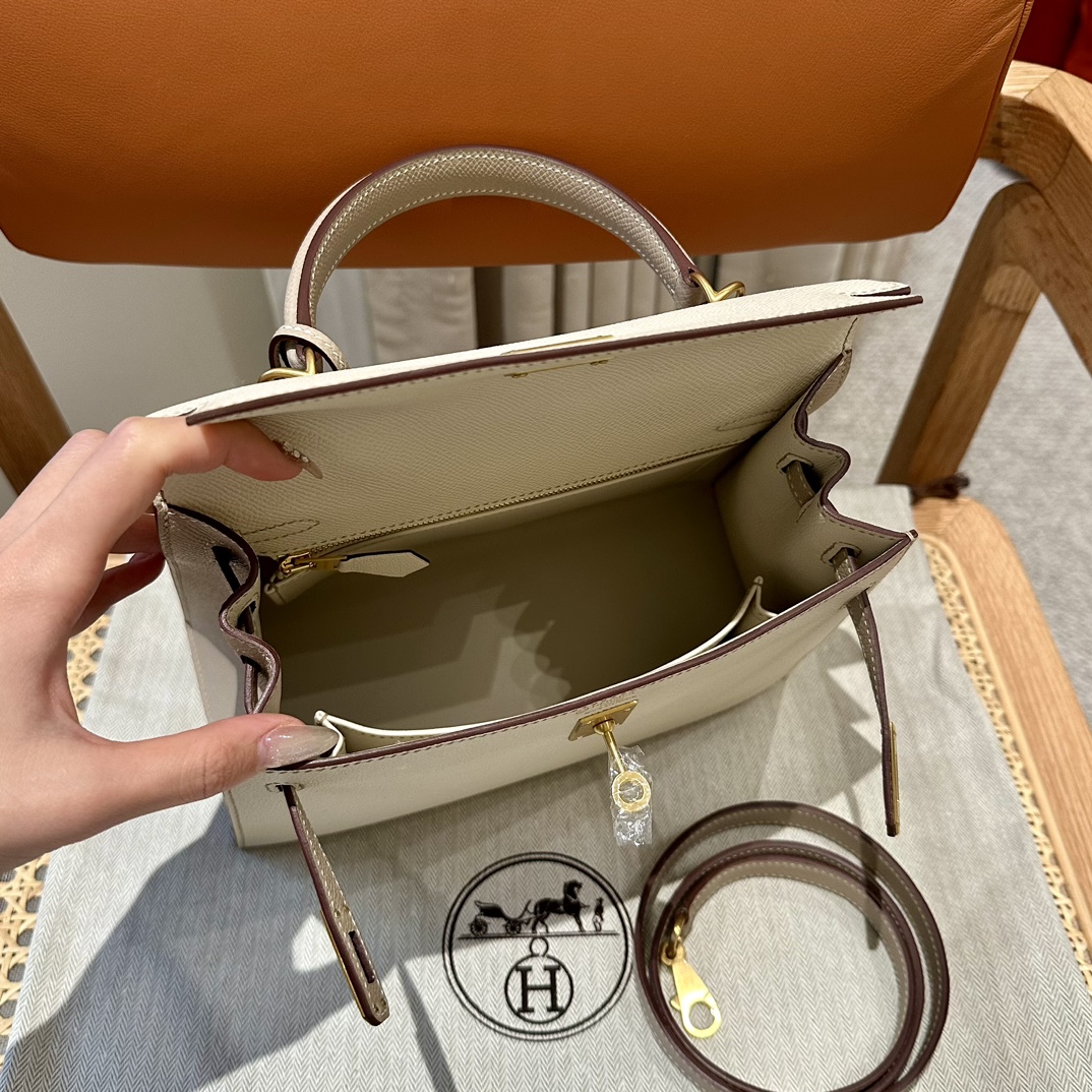 Hermès Kelly 25/28/32cm in Epsom leather, fully hand-stitched with waxed thread, customized in color-block design. - Jinteng Luxury Collection bags
