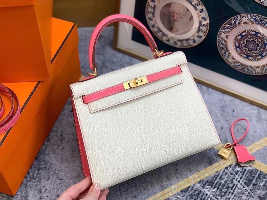 Hermès Kelly 25/28/32cm in Epsom leather, fully hand-stitched with waxed thread, customized in color-block design. - Jinteng Luxury Collection bags