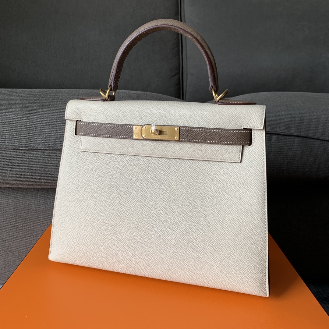 Hermès Kelly 25/28/32cm in Epsom leather, fully hand-stitched with waxed thread, customized in color-block design. - Jinteng Luxury Collection bags