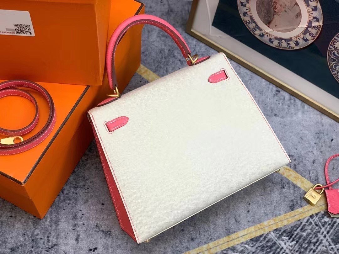 Hermès Kelly 25/28/32cm in Epsom leather, fully hand-stitched with waxed thread, customized in color-block design. - Jinteng Luxury Collection bags