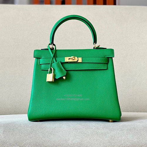 Hermès Kelly 25/28/32cm, Premium Handcrafted Customization in Original Togo Leather – Bamboo Green - Jinteng Luxury Collection bags