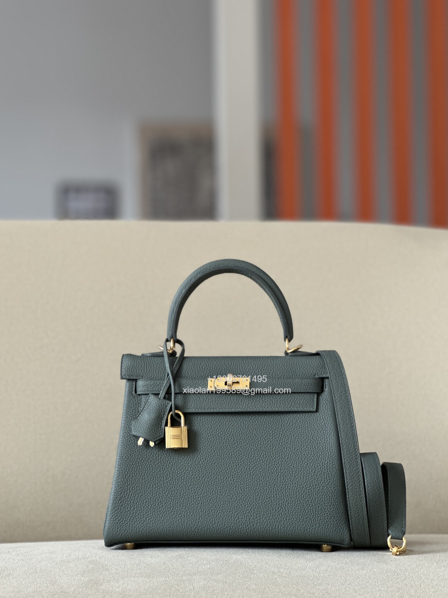 Hermès Kelly 25/28/32cm, Premium Handcrafted Customization in Original Togo Leather – Almond Green - Jinteng Luxury Collection bags