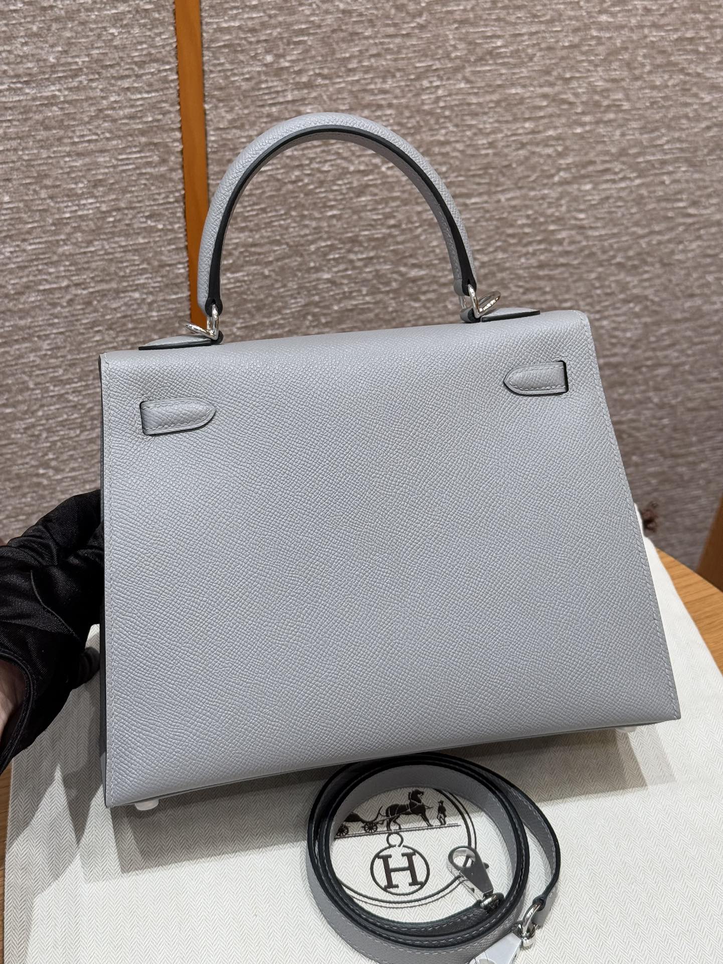 Hermès Kelly Handbag in Linen Blue Epsom Cowhide Leather, Purely Handcrafted, High-End Customization Edition - Jinteng Luxury Collection bags