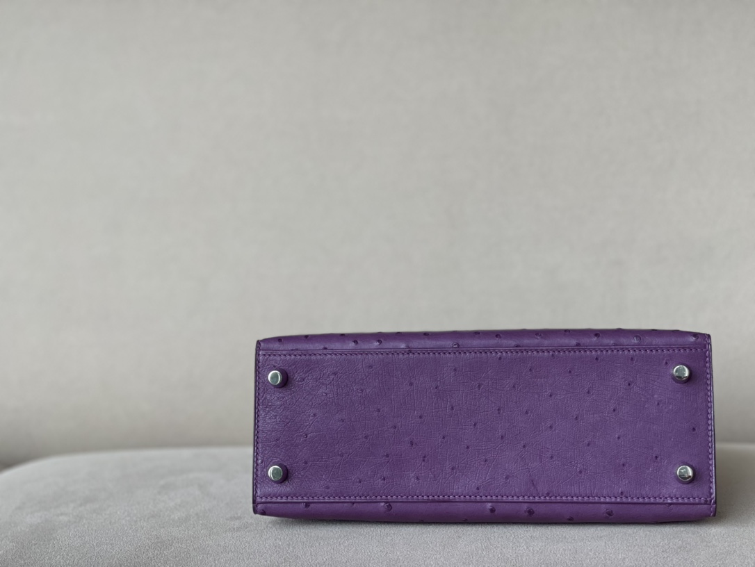 Kelly 25/28/32cm South African KK Ostrich Leather, Premium Fully Handcrafted Exclusive Custom –Anemone Purple - Jinteng Luxury Collection bags