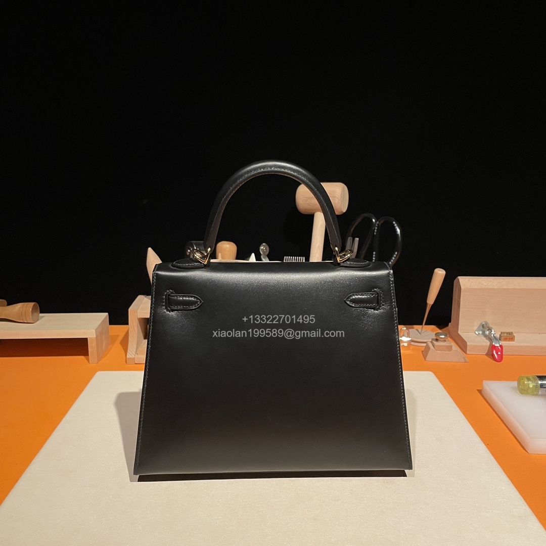 Hermès Kelly 25/28/32cm in Box leather, fully hand-stitched with waxed thread, haute couture custom-made. - Jinteng Luxury Collection bags
