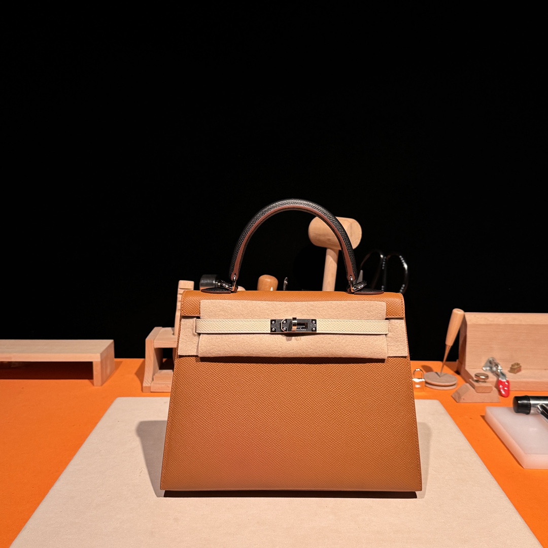 Hermès Kelly 25/28/32cm in Epsom leather, fully hand-stitched with waxed thread, customized in color-block design. - Jinteng Luxury Collection bags