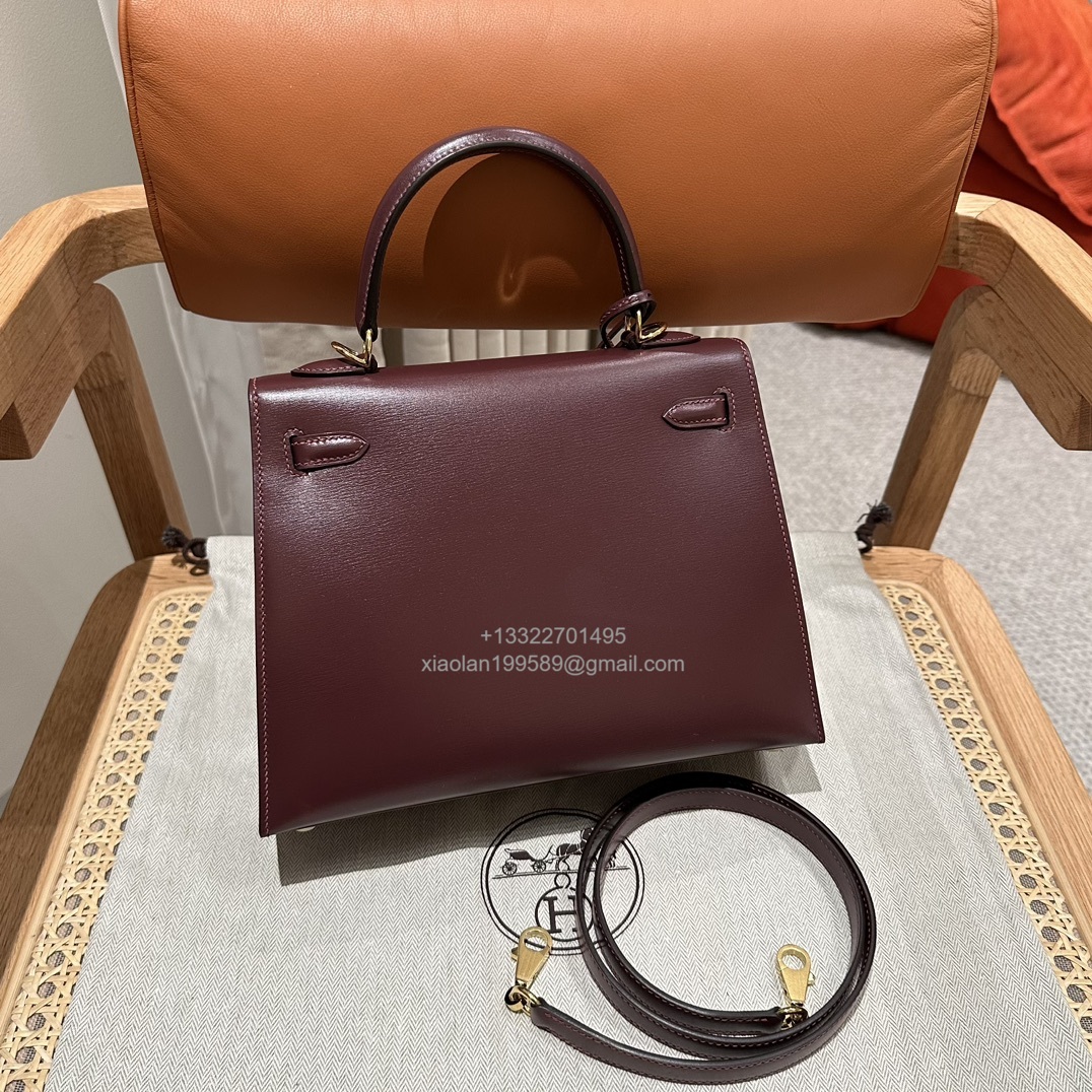 Hermès Kelly 25/28/32cm in Box leather, fully hand-stitched with waxed thread, haute couture custom-made. - Jinteng Luxury Collection bags