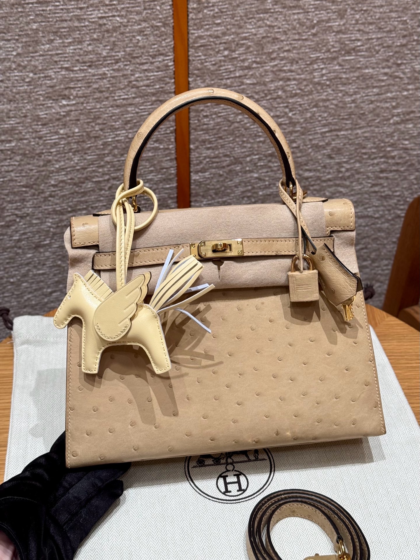 Kelly 25/28/32cm South African KK Ostrich Leather, Premium Fully Handcrafted Exclusive Custom –Chai - Jinteng Luxury Collection bags
